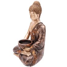 Thai Buddha Figure with Tealight Gold Tealight Holder Budda 18cm Thai